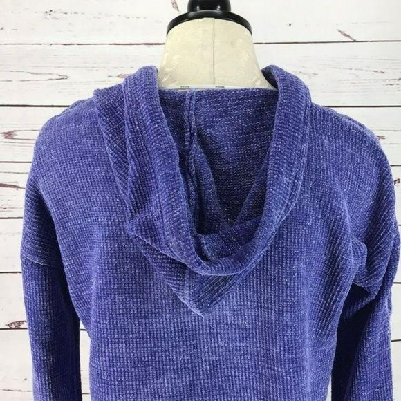 Kensie Purple Metallic Zippered Sweater Hoodie Jacket - Picture 4 of 8